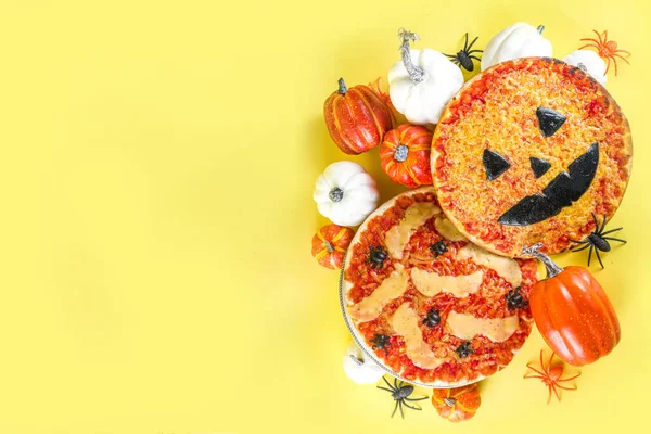 Halloween Party Trick Oder Leckerbissen Lustige Gruselpizza Stil Von Halloween — Stockfoto