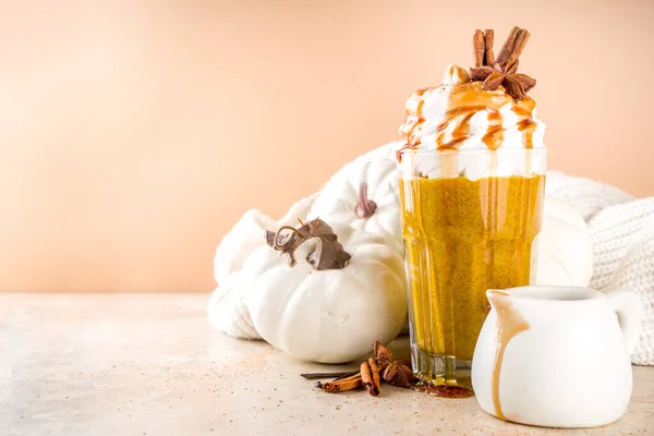 Pumpkin Spice Latte Milkshake Traditional Autumn Hot Drink Anise Cinnamon — Stock Photo, Image