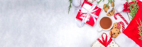 Marco Diseño Creativo Con Muchas Cajas Regalo Ramas Árbol Navidad —  Fotos de Stock