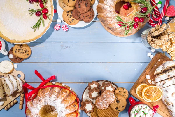 Noel Malzemesi Yapımı Pişirme Tatlısı Çeşitli Geleneksel Noel Pastası Pastası — Stok fotoğraf
