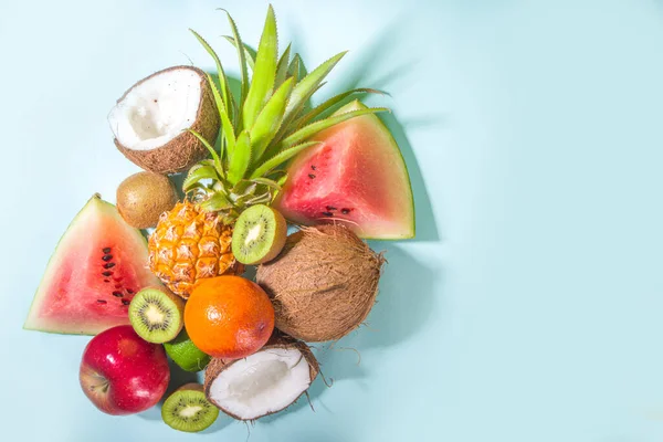 Sommer Vitamin Food Konzept Verschiedene Früchte Und Beeren Hintergrund Wassermelone — Stockfoto