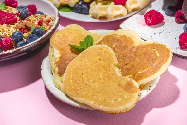 Hari Valentine Makan Siang Menu Latar Belakang Dengan Berbagai Sarapan — Stok Foto