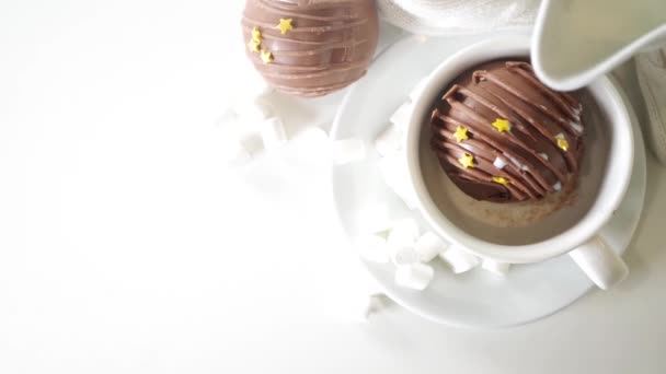 Bombe Chocolat Chaud Boisson Chaude Moderne Tendance Cuisiner Chocolat Chaud — Video