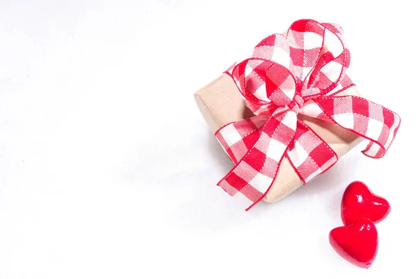 Día San Valentín Fondo Vacaciones Caja Regalo Papel Artesanal Con —  Fotos de Stock