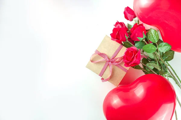 San Valentino Dolce Vacanza Sfondo Con Palloncini Forma Cuore Rosso — Foto Stock