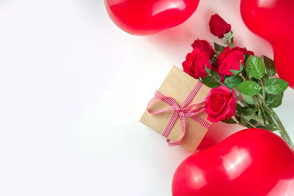 San Valentino Dolce Vacanza Sfondo Con Palloncini Forma Cuore Rosso — Foto Stock