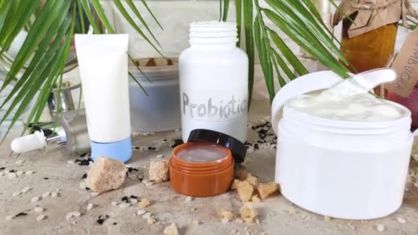 Beleza Fermentada Pele Cabelo Cuidados Cosméticos Com Ingredientes Poderosos Natureza — Vídeo de Stock