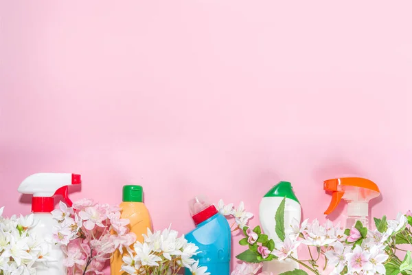 Wiosna Czyste Tło Sprzedaży Czyszczenie Flayer Reklama Makieta Detergenty Czyszczące — Zdjęcie stockowe