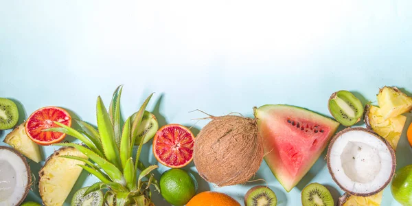 Concept Aliments Vitaminés Été Divers Fruits Baies Fond Melon Eau — Photo
