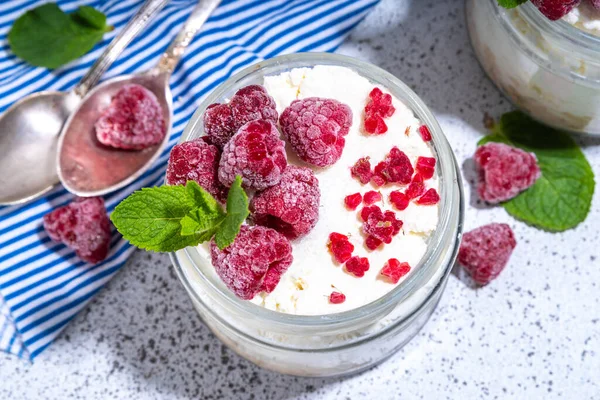 Dalam Semalam Cheesecake Oatmeal Cheesecake Sarapan Pagi Berlapis Parfafait Dessert — Stok Foto