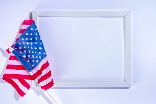 День Незалежності День Привітання Карток Зіркою Конфетті Американським Прапором Святковим — стокове фото