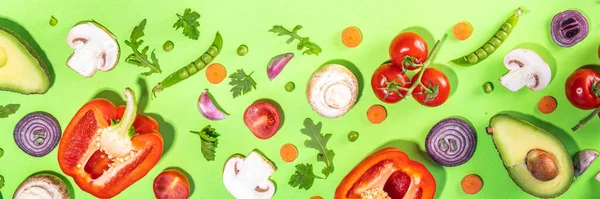 Diverse Verse Groenten Patroon Rauwe Biologische Groenten Salade Ingrediënten Helder — Stockfoto