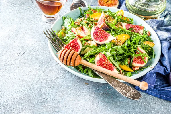 Receta Ensalada Higo Rúcula Otoño Ensalada Entera Vegana Frutas Verduras — Foto de Stock