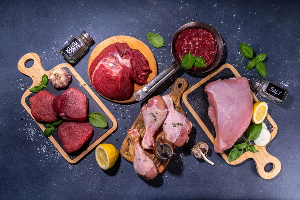 Varios Fondo Cocina Carne Variedad Carne Roja Blanca Empanada Corazón —  Fotos de Stock