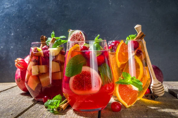 Traditionell Höst Vinter Dricka Varm Kryddig Sangria Röd Rosa Vit — Stockfoto