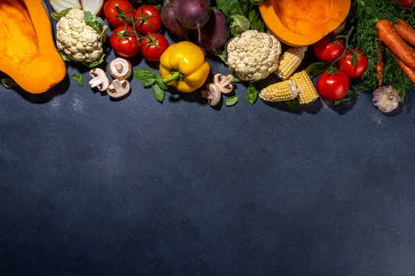 Осенний Овощи Кулинарный Фон Органические Осенние Овощи Грибы Различные Вегетарианские — стоковое фото