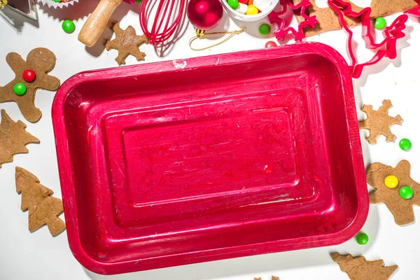 Natale Capodanno Sfondo Cottura Ingredienti Cottura Utensili Pasta Pan Zenzero — Foto Stock