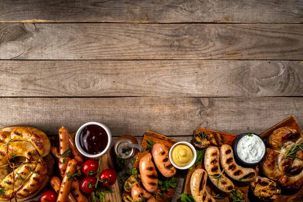 Bar Würstchen Mischen Bayerisch Rund Gummibärchen Bratwurst Mit Ketchup Senfsauce — Stockfoto