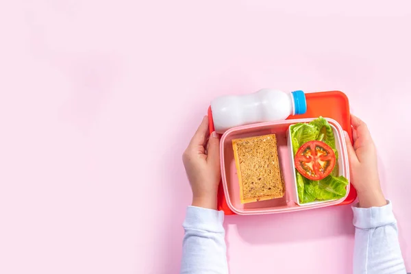 Healthy School Meal Back School Concept Children Packed Lunch Box — ストック写真