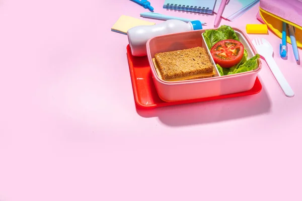 Healthy School Meal Back School Concept Children Packed Lunch Box — ストック写真