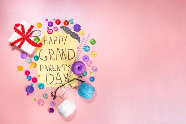 Boldog Nagyszülők Napi Üdvözlő Kártya Háttér Nagymama Nagypapa Napi Ünnepség — Stock Fotó