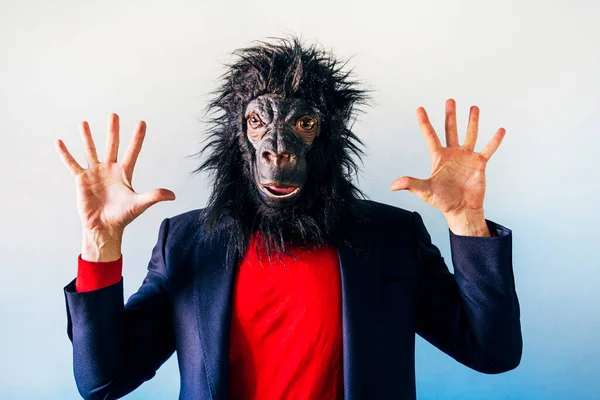 Man Suit Gorilla Mask — Stock Photo, Image