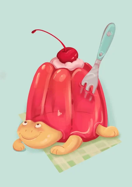 Αστείο Ορεκτικό Επιδόρπιο Ροζ Γλυκό Ζελέ Μορφή Μιας Αστείας Χελώνας — Φωτογραφία Αρχείου