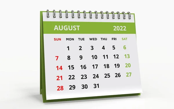 Calendario Tavolo Piedi Agosto 2022 Calendario Mensile Aziendale Con Rilegatura — Foto Stock
