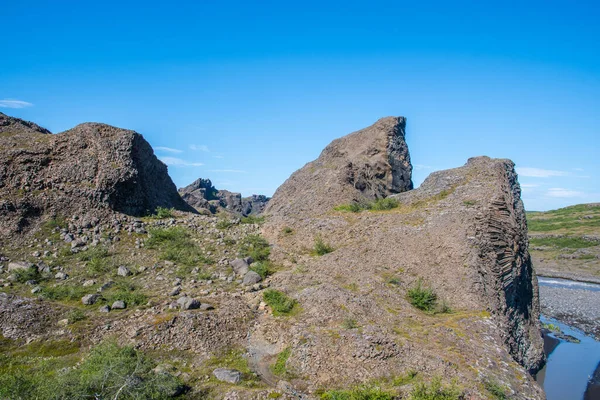 Ηχώ Βράχων Hljodaklettar Στο Φαράγγι Jokulsargljufur Στο Εθνικό Πάρκο Vatnajokull — Φωτογραφία Αρχείου