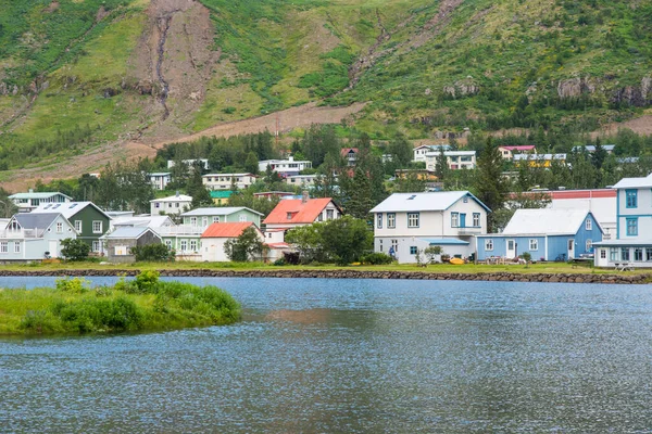 夏の日に東アイスランドのセイディシュホルドゥールの町 — ストック写真