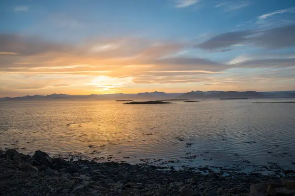 Ηλιοβασίλεμα Στο Hornafjordur Fjord Στην Ανατολική Ισλανδία — Φωτογραφία Αρχείου