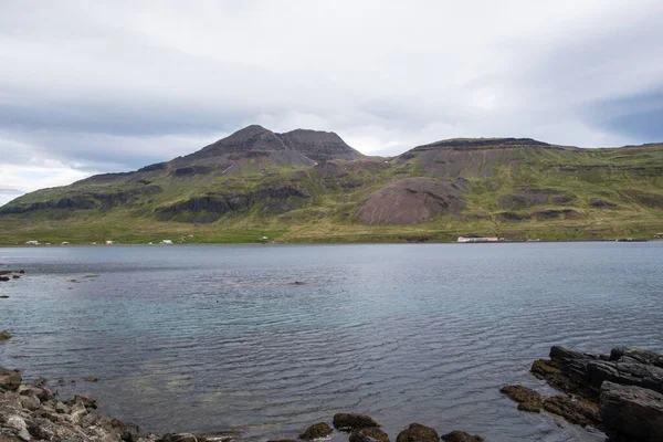 Kilátás Felé Falu Nordurfjordur Strandir Izlandi Vidéken — Stock Fotó
