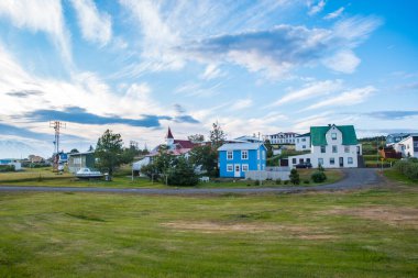 Kuzey İzlanda Eyjafjordur 'da Hrisey Köyü