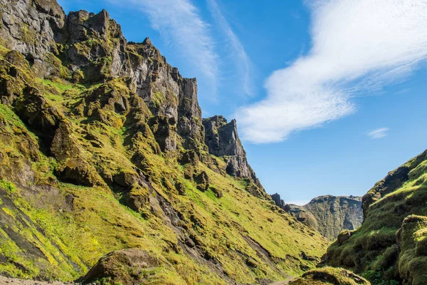 Vackra Klippformationer Thakgil Canyon Södra Island — Stockfoto