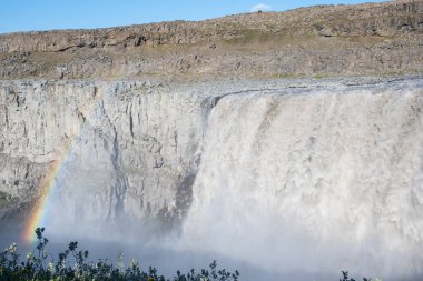 Kuzey İzlanda Jokulsa 'daki Jokulsa Nehri' nde Şelale Dettifoss