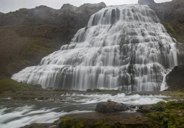 Καταρράκτης Dynjandi Στο Arnarfjordur Στα Δυτικά Φιόρδ Της Ισλανδίας — Φωτογραφία Αρχείου