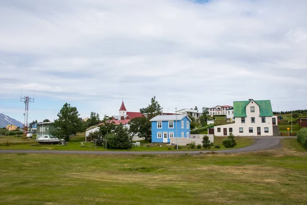 Día Verano Aldea Hrisey Islandia Del Norte —  Fotos de Stock