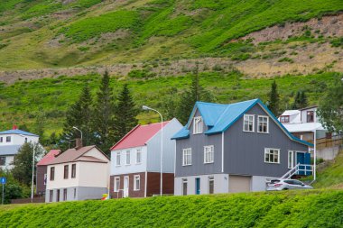Kuzey İzlanda 'nın Siglufjordur kasabası
