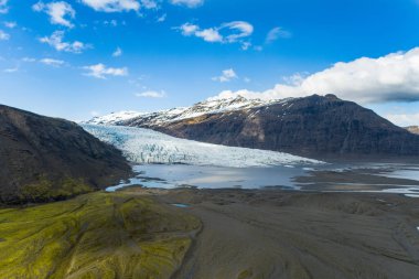 Aerial view of Flaajokull glacier in Vatnajokull national park in south Iceland