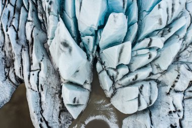 Güney İzlanda 'daki Vatnajokull Ulusal Parkı' ndaki Flaajokull buzulunun hava görüntüsü