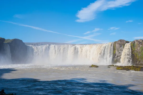Der Godafoss Wasserfall Norden Islands Einem Sonnigen Sommertag — Stockfoto