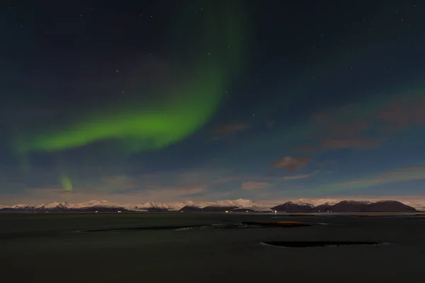 Beautiful Northern Lights Beautiful Evening South Iceland — стоковое фото