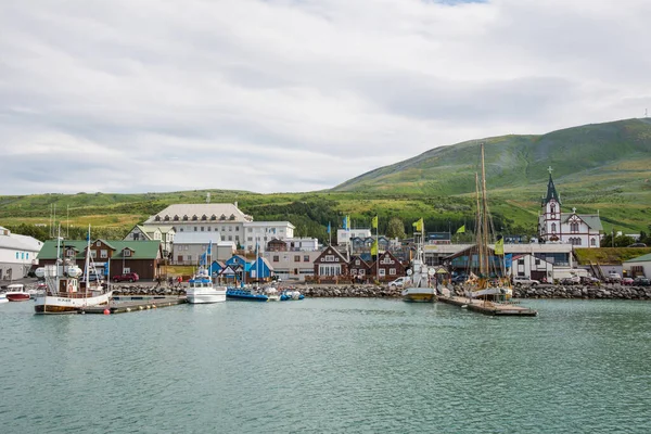 Husavik Iceland July 2021 Whale Watching Boats Port Husavik North — Foto Stock