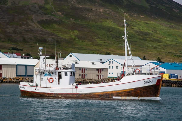 Dalvik Islândia Agosto 2021 Velho Barco Safári Observação Baleias Porto — Fotografia de Stock
