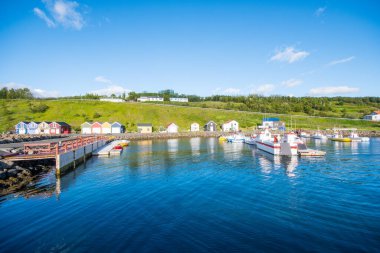 Port of village of Hjalteyri in North Iceland on a sunny summer morning