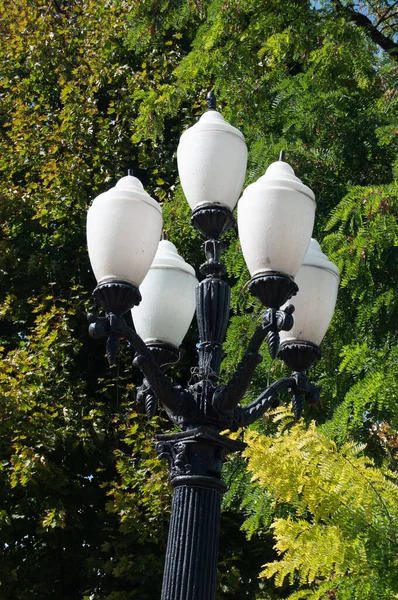 Pilar Com Lanternas Parte Parque Cidade — Fotografia de Stock