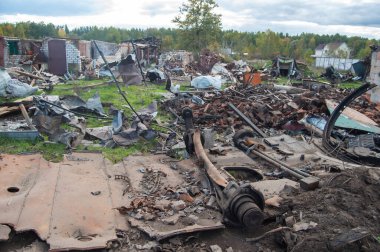 Donetsk bölgesi, Ukrayna 14 Ekim 2022: Won. Yerleşim binaları rashist bombardımanına tutuldu.