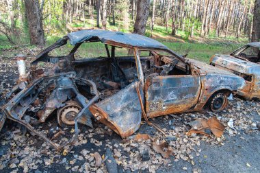 Donetsk bölgesi; 14 Ekim 2022: Savaş. Rashist mermilerinden arınmış özel bir araba..