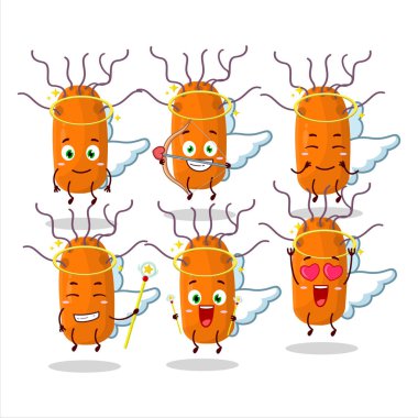 Duvinacovirus çizgi filmi sevimli bir melek karakteri olarak tasarlıyor. Vektör illüstrasyonu