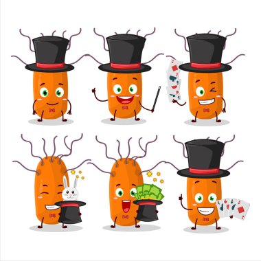 Duvinacovirus Sihirbaz çizgi film karakteri sahnede rol alıyor. Vektör illüstrasyonu